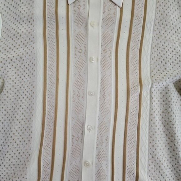 Michael Irvin 88 Casual Shirt Men's 2XL White Brown Textured Button Up Retro VTG - Picture 9 of 15
